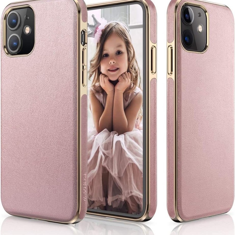 LOHASIC Pink Gold Premium Leather Slim Fit Classic Soft Grip iPhone 12 Mini Case